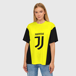 Футболка оверсайз женская Juventus sport geometry yellow, цвет: 3D-принт — фото 2