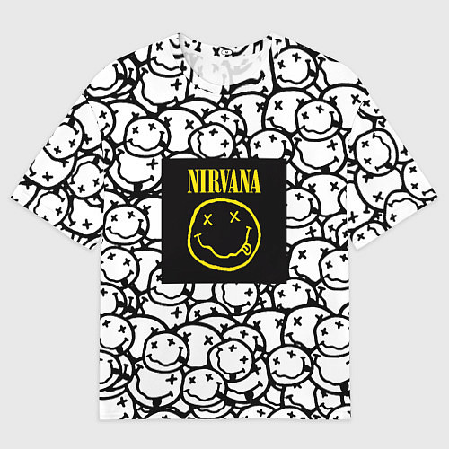Женская футболка оверсайз Nirvana rock pattern / 3D-принт – фото 1