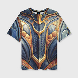 Футболка оверсайз женская Темная кожаная броня с желтой оплеткой, цвет: 3D-принт