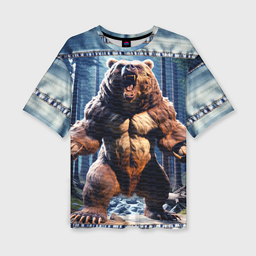 Женская футболка оверсайз Свирепый медведь / 3D-принт – фото 1