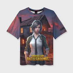 Футболка оверсайз женская PUBG девушка в игре, цвет: 3D-принт