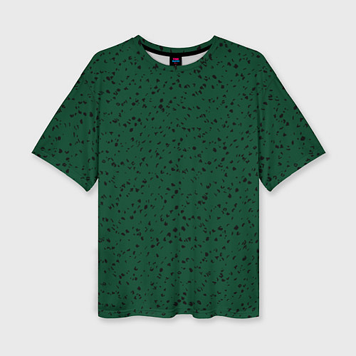 Женская футболка оверсайз Тёмный зелёный мелкими пятнами / 3D-принт – фото 1