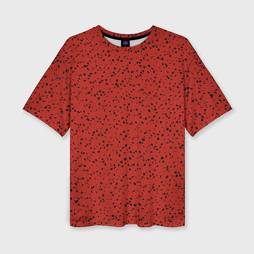 Женская футболка оверсайз Тёмный красный мелкими пятнами / 3D-принт – фото 1