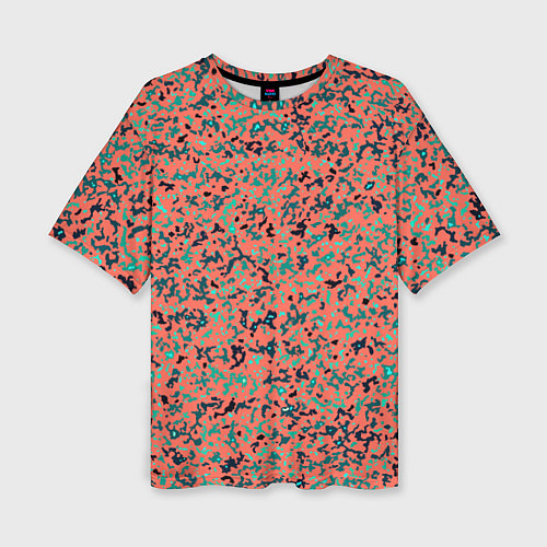 Женская футболка оверсайз Розово-бирюзовый абстрактный / 3D-принт – фото 1