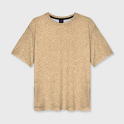 Женская футболка оверсайз Бежевый текстурированный в мелкий горошек