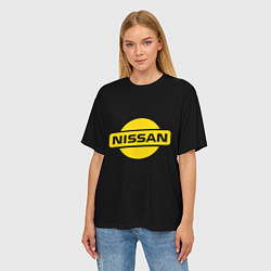 Футболка оверсайз женская Nissan yellow logo, цвет: 3D-принт — фото 2