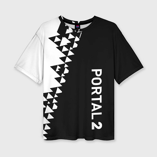 Женская футболка оверсайз Portal geometry steel / 3D-принт – фото 1