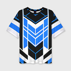 Футболка оверсайз женская Blue and black stripes on a white background, цвет: 3D-принт