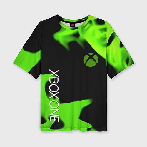 Женская футболка оверсайз Xbox one green flame / 3D-принт – фото 1