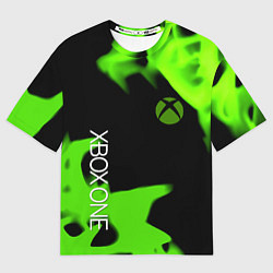 Женская футболка оверсайз Xbox one green flame
