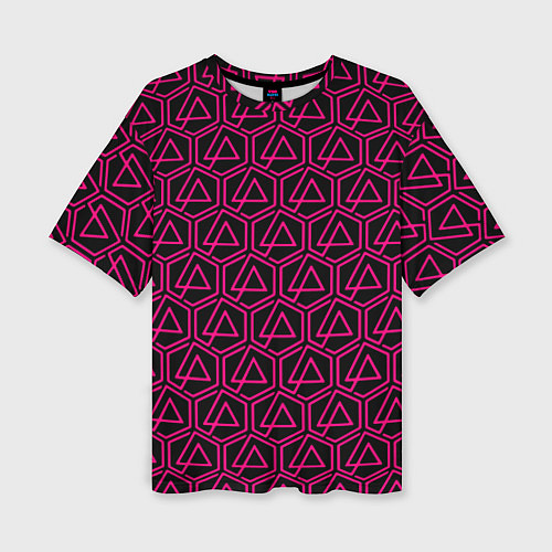 Женская футболка оверсайз Linkin park pink logo / 3D-принт – фото 1