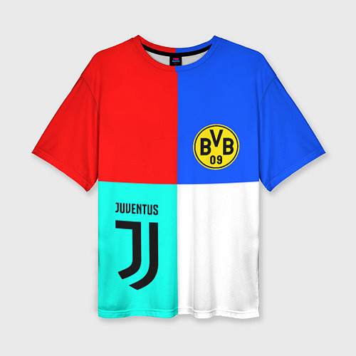 Женская футболка оверсайз Juventus x Borussia / 3D-принт – фото 1