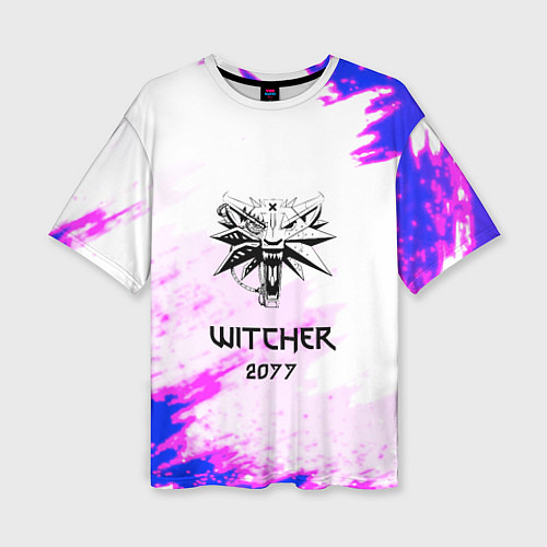 Женская футболка оверсайз The Witcher colors neon / 3D-принт – фото 1