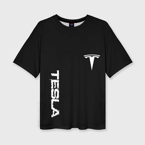 Женская футболка оверсайз Tesla logo white / 3D-принт – фото 1