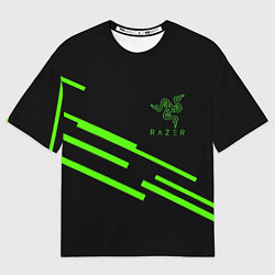 Женская футболка оверсайз Razer line green