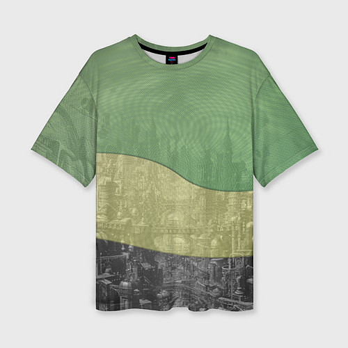 Женская футболка оверсайз Футурисчтичный пейзаж города / 3D-принт – фото 1
