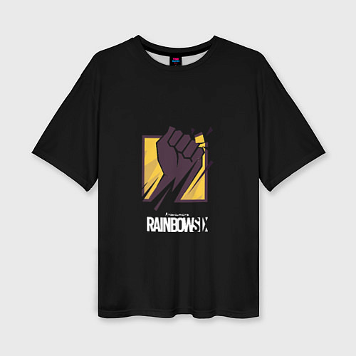 Женская футболка оверсайз Радуга 6 лого стиль / 3D-принт – фото 1