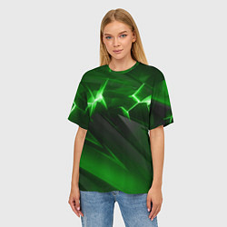 Футболка оверсайз женская Яркая зеленая объемная абстракция, цвет: 3D-принт — фото 2