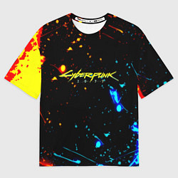 Футболка оверсайз женская Огненная лава и вода киберпанк, цвет: 3D-принт