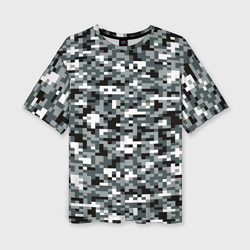 Женская футболка оверсайз Камуфляжные пиксели текстура / 3D-принт – фото 1