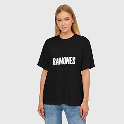 Футболка оверсайз женская Ramones white logo, цвет: 3D-принт — фото 2