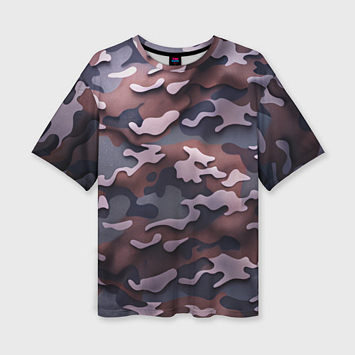 Женская футболка оверсайз Камуфляж-грязь / 3D-принт – фото 1
