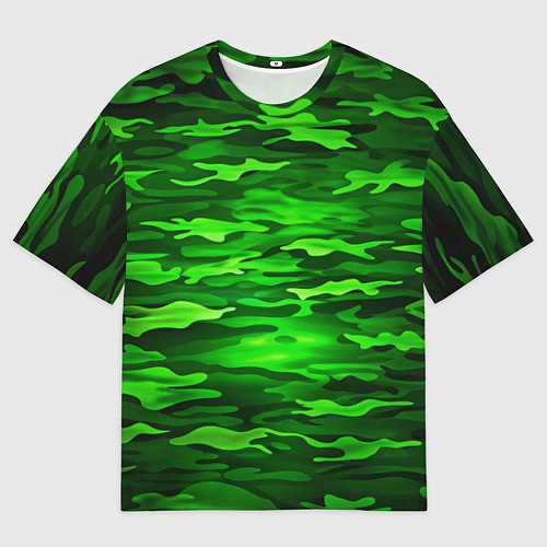 Женская футболка оверсайз Зелёные водоросли-камуфляж / 3D-принт – фото 1