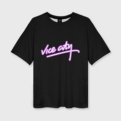 Женская футболка оверсайз Vice city logo neon