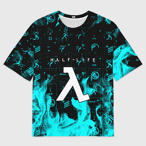 Женская футболка оверсайз Half life fire x portal game / 3D-принт – фото 1