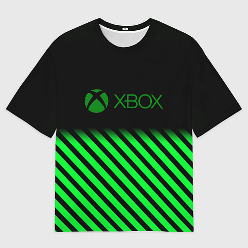 Женская футболка оверсайз Xbox line green / 3D-принт – фото 1