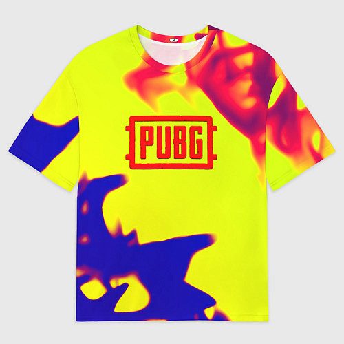Женская футболка оверсайз PUBG neon flame / 3D-принт – фото 1