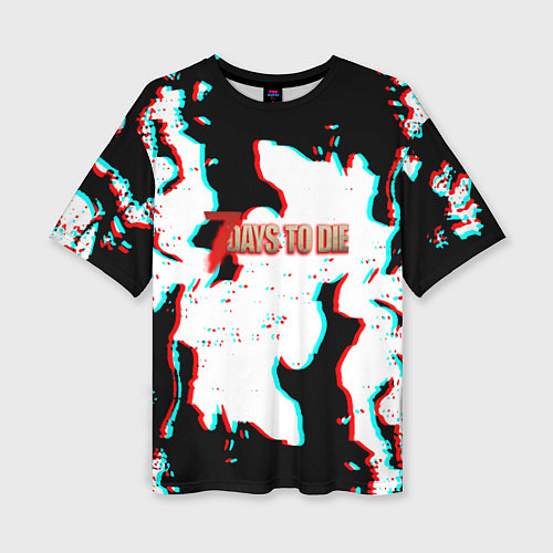 Женская футболка оверсайз 7 Days to die glitch fire / 3D-принт – фото 1