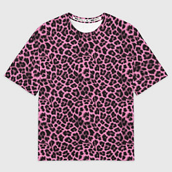 Футболка оверсайз женская Шкура леопарда в черно розовую текстуру, цвет: 3D-принт
