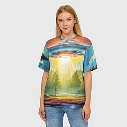 Футболка оверсайз женская UFO In The Forest, цвет: 3D-принт — фото 2