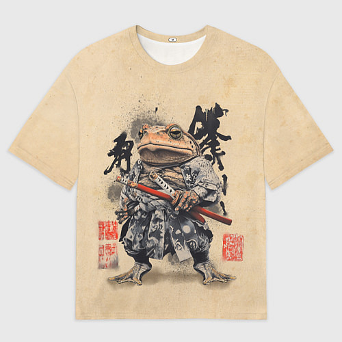 Женская футболка оверсайз Жаба самурай - japan aesthetic / 3D-принт – фото 1
