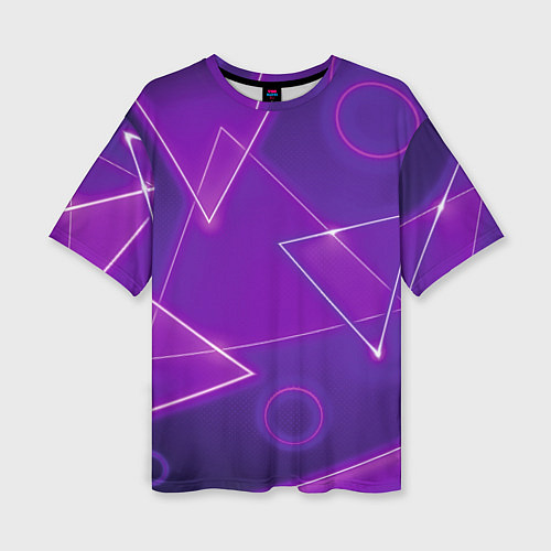 Женская футболка оверсайз Неоновые треугольники - геометрический паттерн / 3D-принт – фото 1