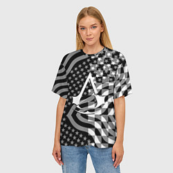 Футболка оверсайз женская Assassins Creed logo game usa, цвет: 3D-принт — фото 2
