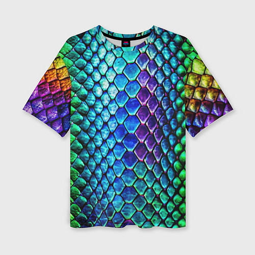 Женская футболка оверсайз Радужная кожа змеи / 3D-принт – фото 1
