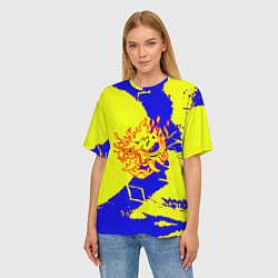 Футболка оверсайз женская Samurai logo yellow fire, цвет: 3D-принт — фото 2