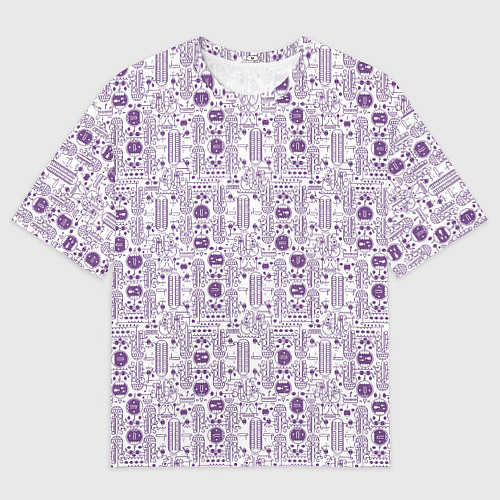 Женская футболка оверсайз Узоры и лица / 3D-принт – фото 1
