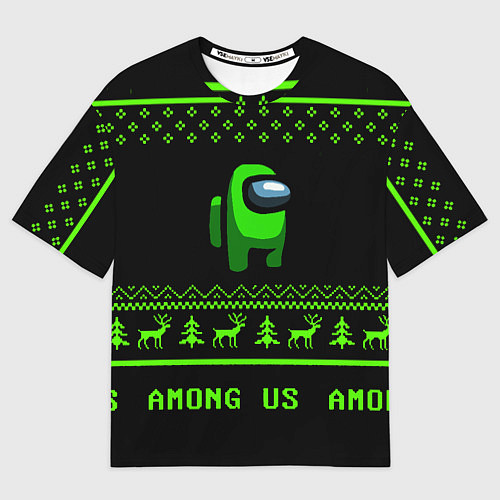 Женская футболка оверсайз Among us зелёный / 3D-принт – фото 1