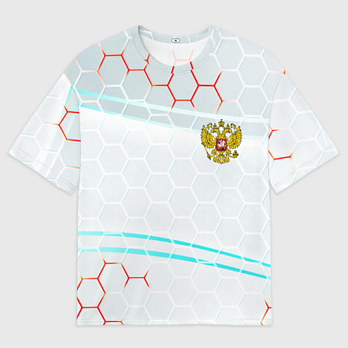 Женская футболка оверсайз Герб РФ броня текстура / 3D-принт – фото 1