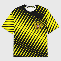 Футболка оверсайз женская Герб РФ абстракция, цвет: 3D-принт
