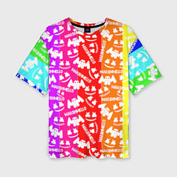 Женская футболка оверсайз Marshmello rainbow