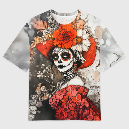 Женская футболка оверсайз Катрина в красном / 3D-принт – фото 1