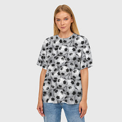 Футболка оверсайз женская Футбольные мячи паттерн, цвет: 3D-принт — фото 2