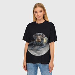 Футболка оверсайз женская Лабрадор и луна, цвет: 3D-принт — фото 2