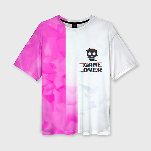Женская футболка оверсайз Game over pink abstraction / 3D-принт – фото 1