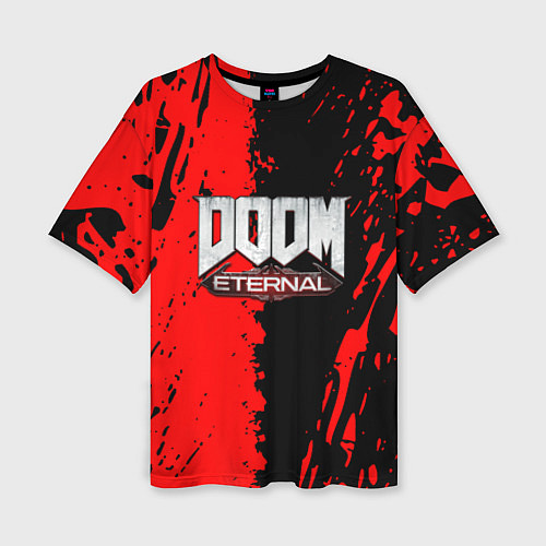 Женская футболка оверсайз Doom eternal краски / 3D-принт – фото 1