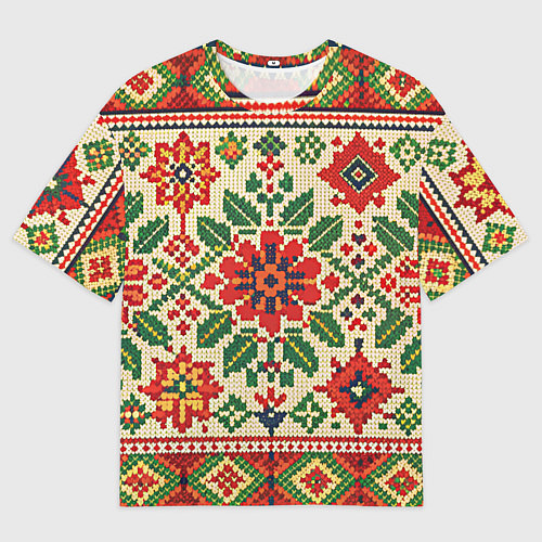 Женская футболка оверсайз Славянский узор и орнамент / 3D-принт – фото 1